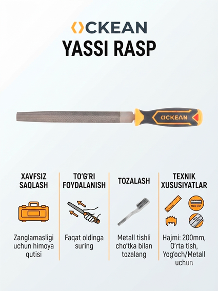 Metall uchun qo‘l egovi 03 – mustahkam po‘latdan yasalgan professional silliqlash asbobi   15245