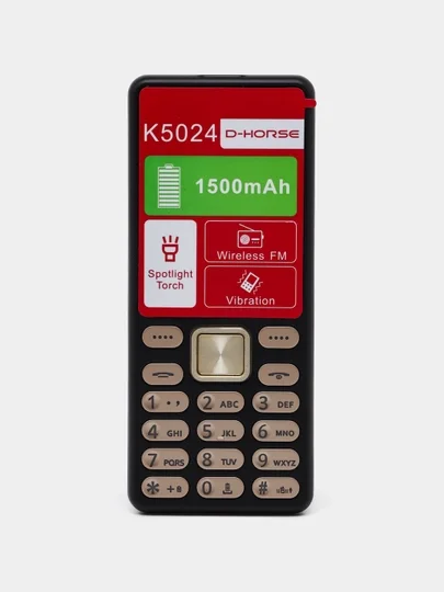 D-HORSE K5024 — zamonaviy dizayn, qulay boshqaruv va uzoq ishlovchi batareyani o‘zida mujassam etgan tugmali mobil telefon  16296