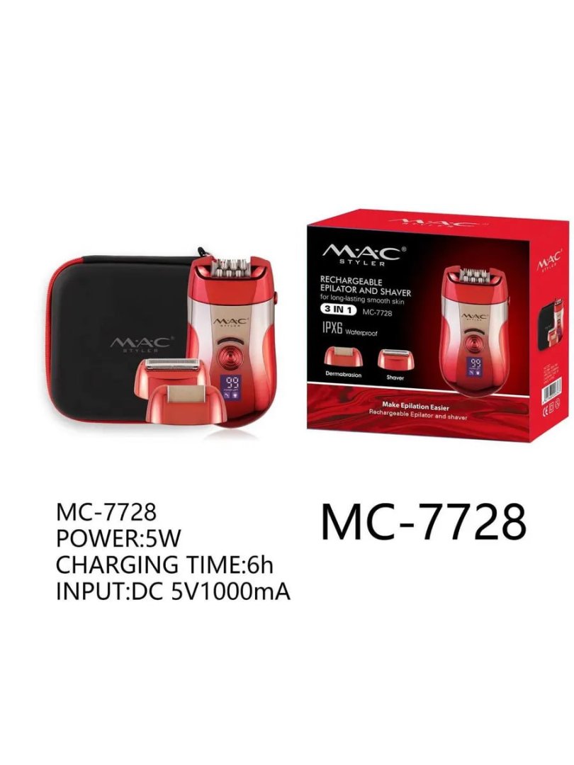 MAC Styler MC-7728 professional epilyator va ayollar uchun elektr soqol mashinasi al
