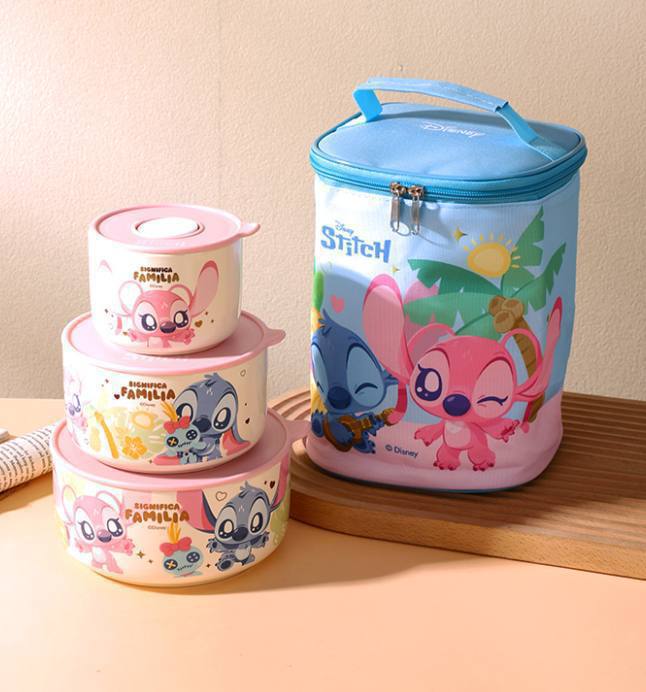 Stitch dizaynli konteynerlar to`plami sumkasi bilan (300 ml, 500 ml, 800 ml) ac6q306d