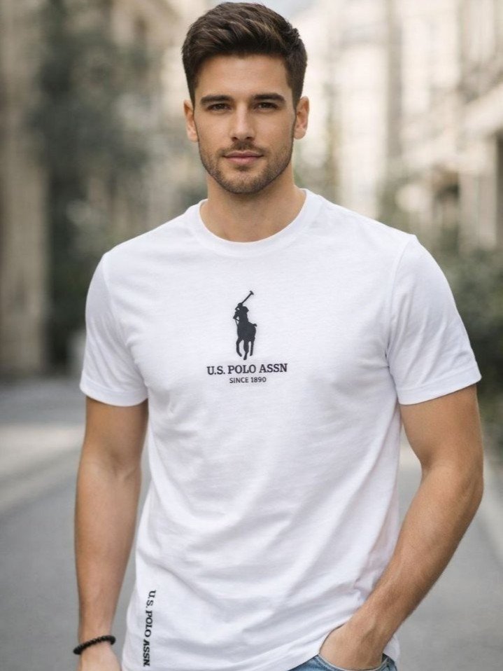 U.S. Polo Assn. uslubidagi premium erkaklar futbolkasi (XL, XXL, XXXL), 10 xil rangda.  b.8q.158d    17310