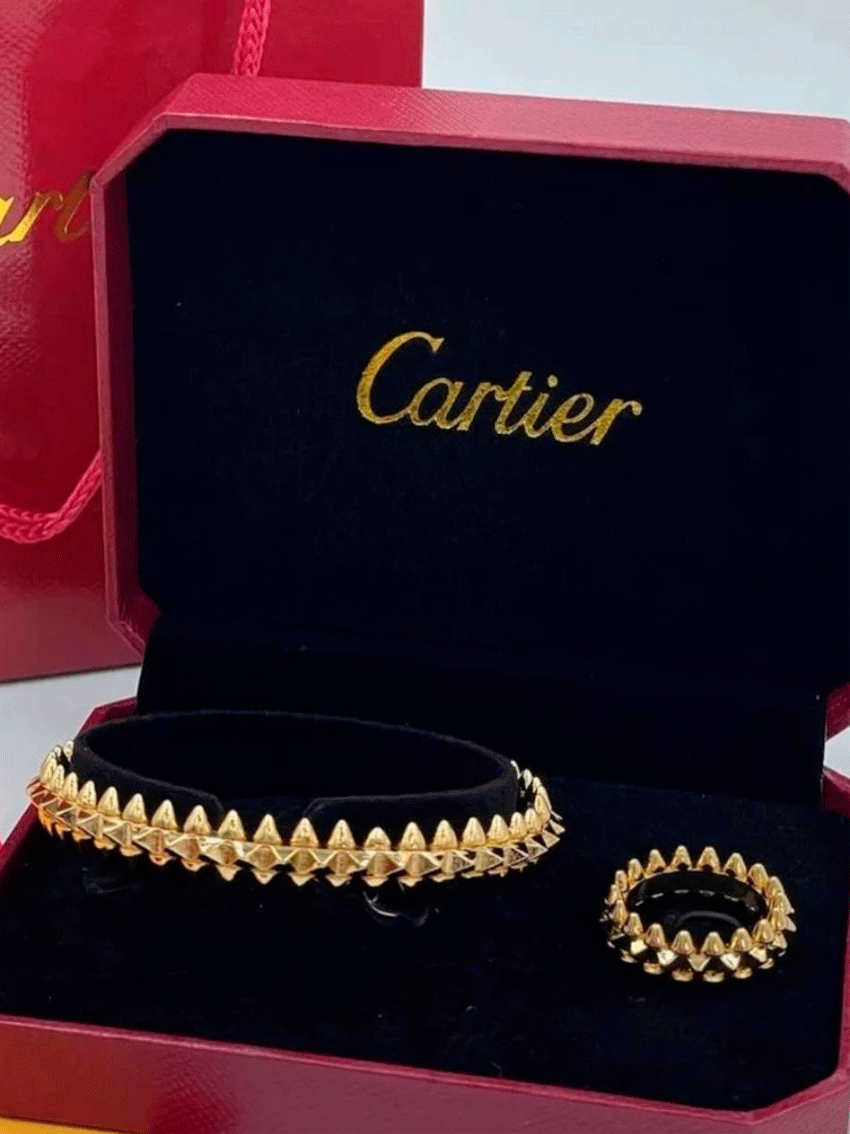 Cartier uslubidagi ayollar komplekti: bilakuzuk va uzuk opf14d