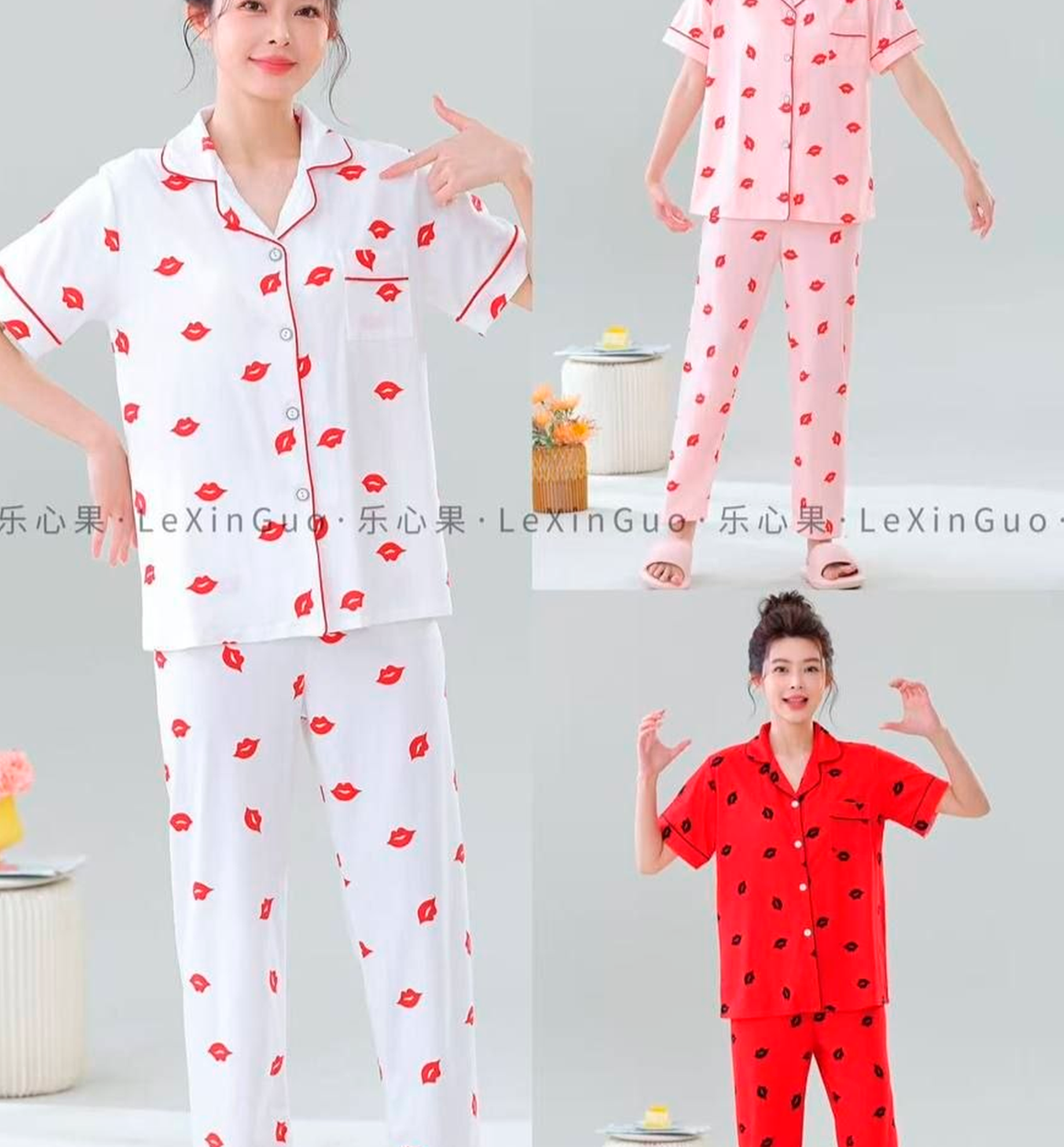 Ayollar uchun yozgi qulay pijama komplekti (kofta + shim) a3b7q17d