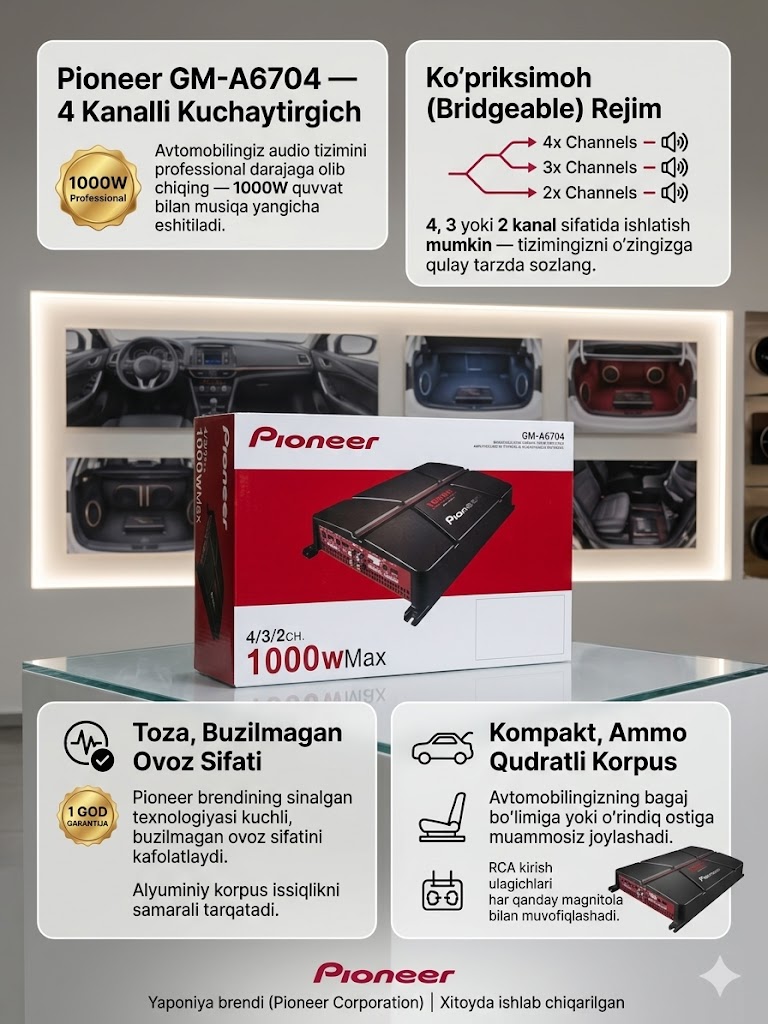 Pioneer GM-A6704 — 4 Kanalli Kuchaytirgich  Pioneer GM-A6704 — 4 Канали Кучайтиргич sm
