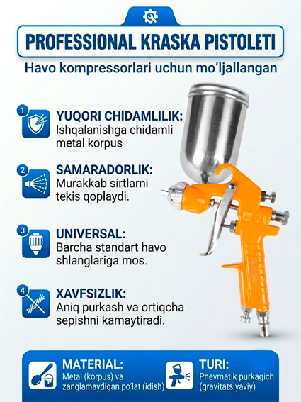Professional Gravity Feed Spray Gun W-75G (Ockean)  14973