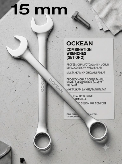 OCKEAN Kombinatsiyalangan Kalitlar  15 mm – Professional Yechim  15324