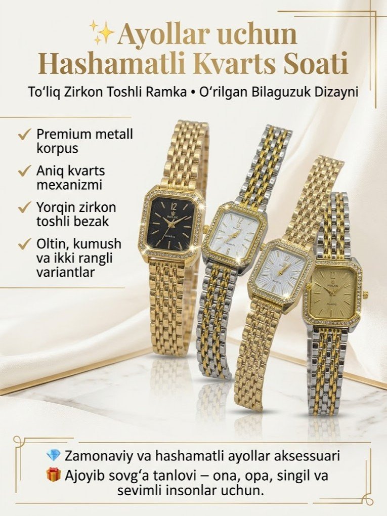 Ayollar uchun hashamatli kvarts soat, To'liq Zirkon Toshli Ramka, O'rilgan Bilaguzuk Dizayn   17050