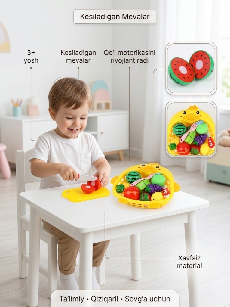 "Kesiladigan mevalar" bolalar ta'limiy o'yinchoq to'plami   g103d  17412