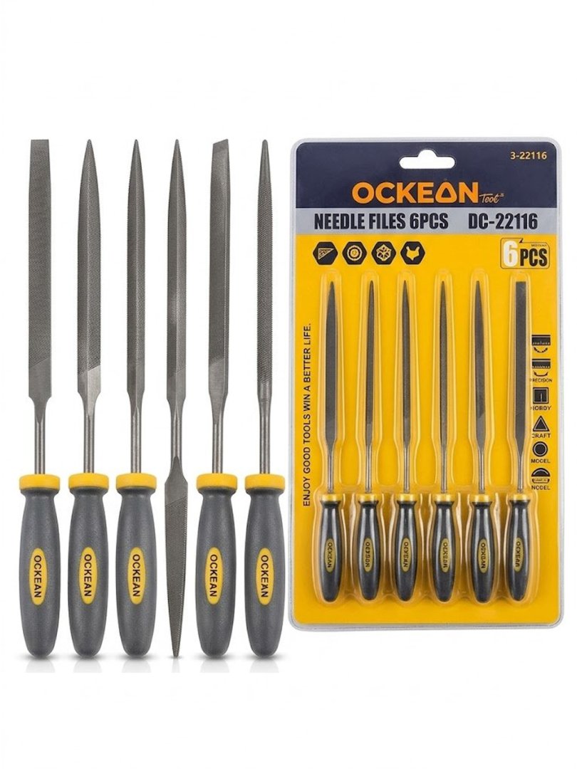 OCKEAN DC-22116 Professional nadfil egovlar to‘plami, metall va yog‘och uchun, 6 dona   16126