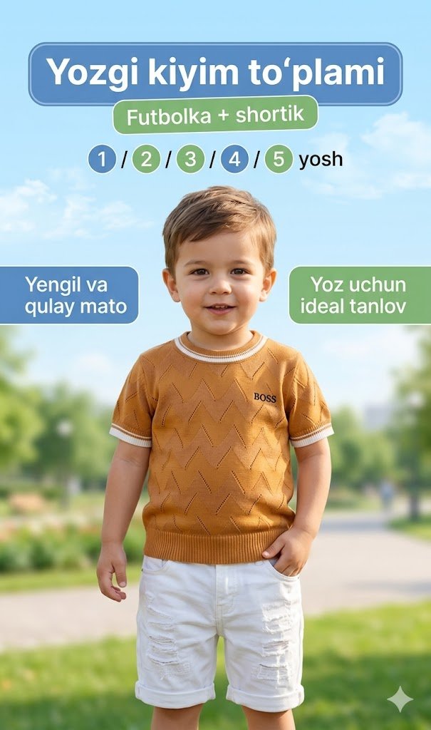 Bolalar uchun zamonaviy yozgi kiyim to'plami (Ikkitalik) 1q690d