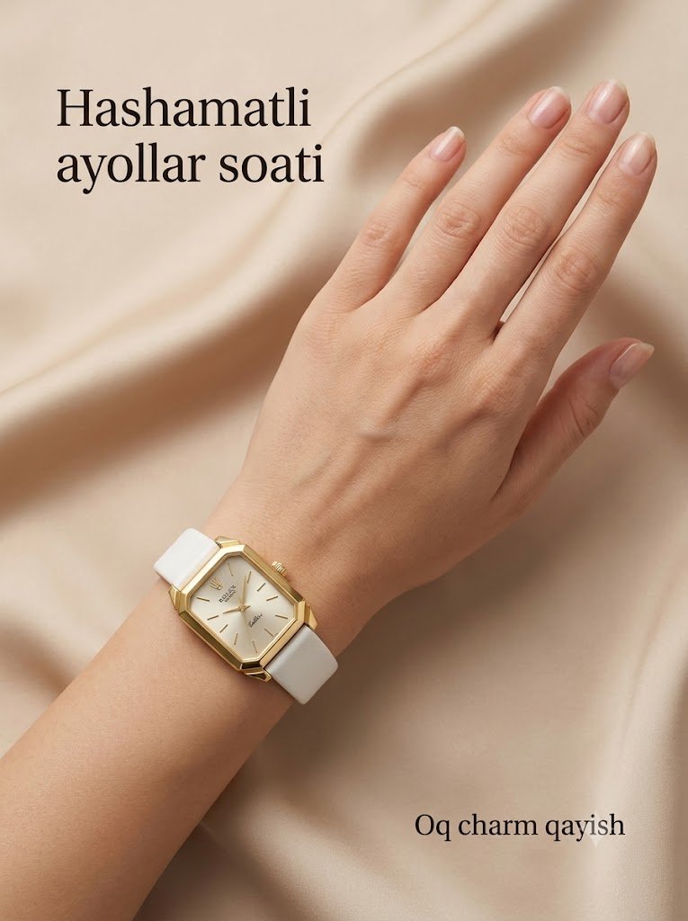 Rolex Cellini uslubidagi oktagonal soat — oltin korpus, oq charm qayish, minimalist dizayn, ayollar uchun, sovg'a qutisida   of14d 14873