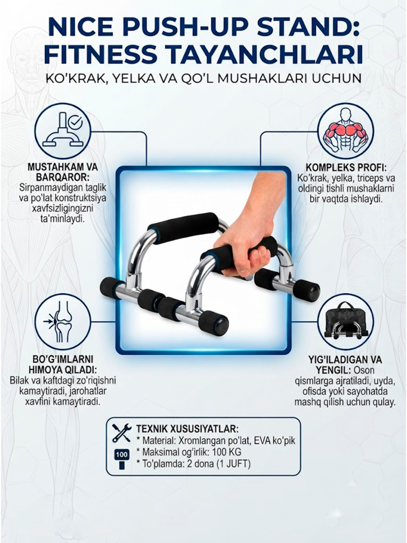 Nice Push-Up Stand – Professional Fitnes Tayanchlari (1 Juft)  17018