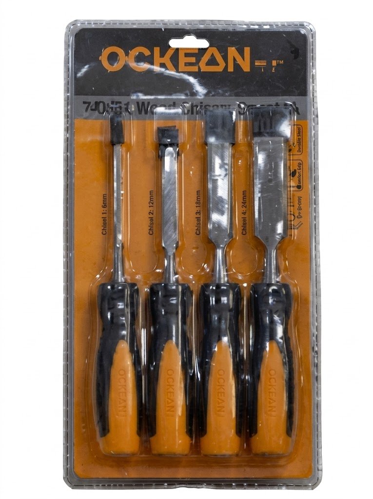 OCKEAN Professional Yog‘och uchun O‘ymakorlik Tig‘lari (4 dona to‘plam, Wood Chisel Set)  16067