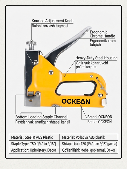 Ockean professional qo'l stpleri (stepler)  15459