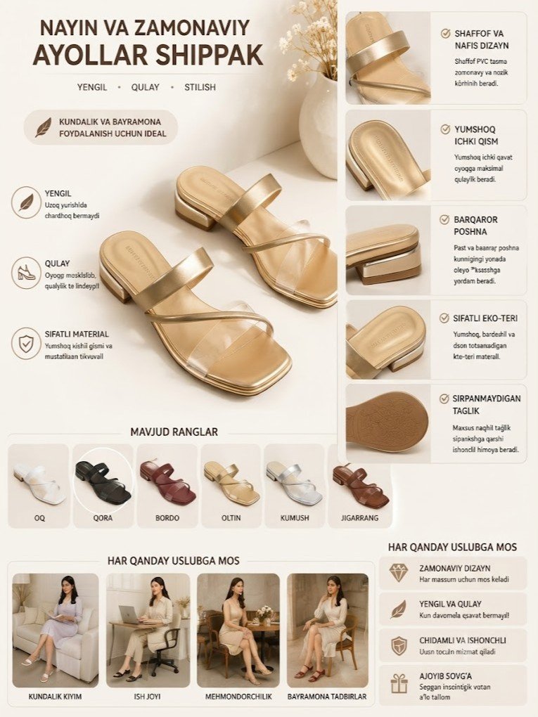 Ayollar uchun kesishgan bandli, kvadrat uchli sandal-shippak   18405