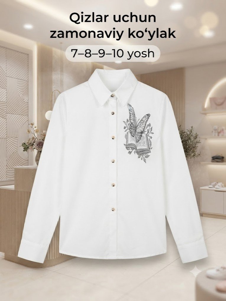 Kapalak va kitob bosma naqshli oq rangli ayollar ko'ylagi  18515