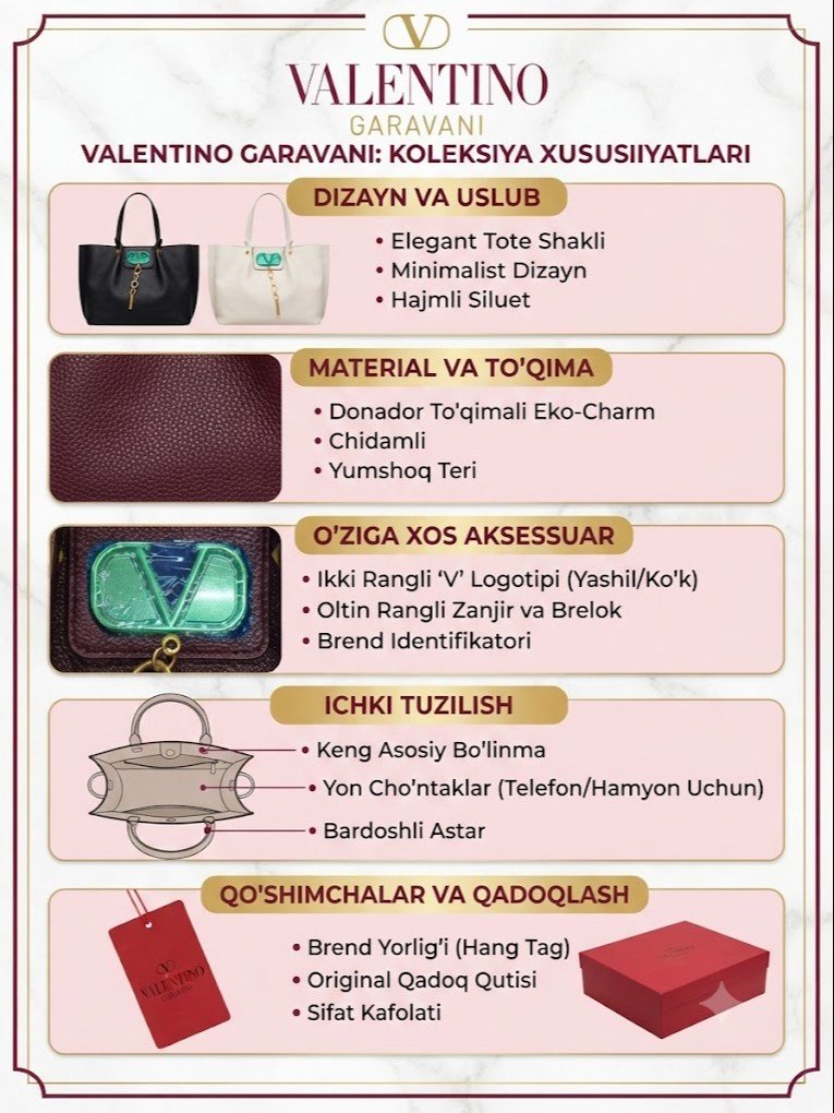 Valentino Garavani Elegant Tote Ayollar Sumkasi – Uslub va Sifat Uyg‘unligi  17237