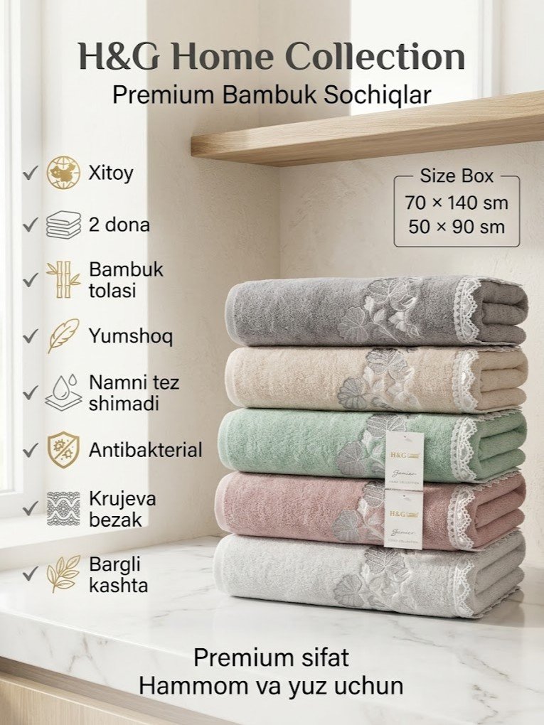 H&G Home Collection premium toifadagi naqshinkor sochiqlar to‘plami  a5aq13d   17348