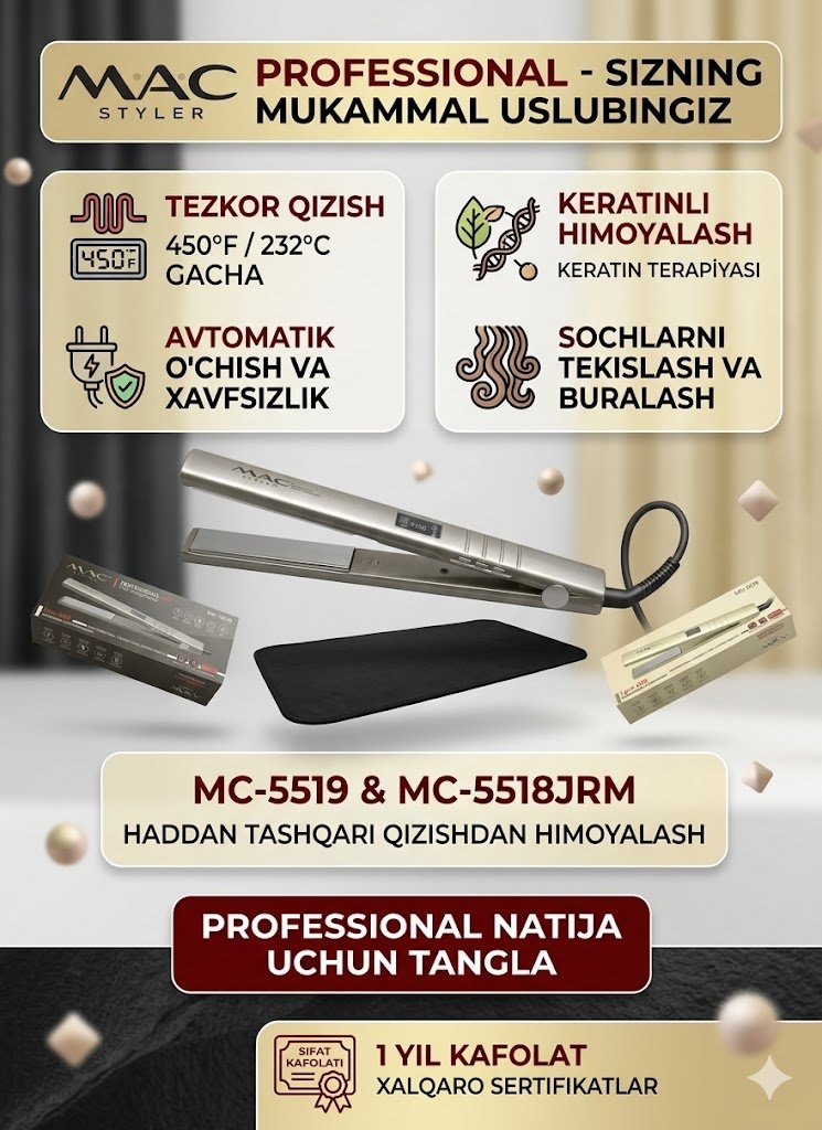 MAC STYLER MC-5518A SOCH TO‘G‘RILAGICH b1q2b703/7d