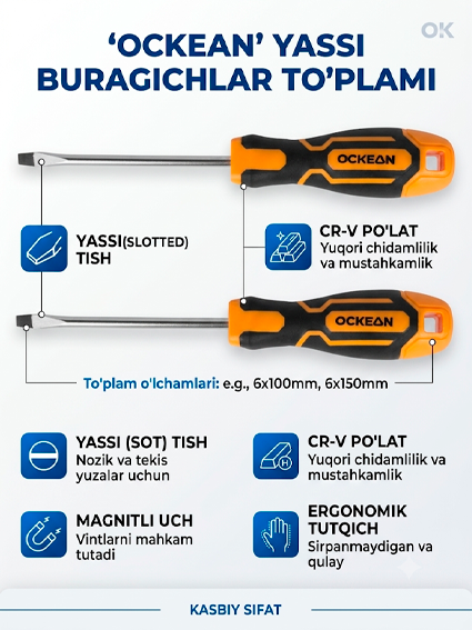 OCKEAN SL Magnitli Tekis Otvyortka  8x250 — Model: 300020     15049