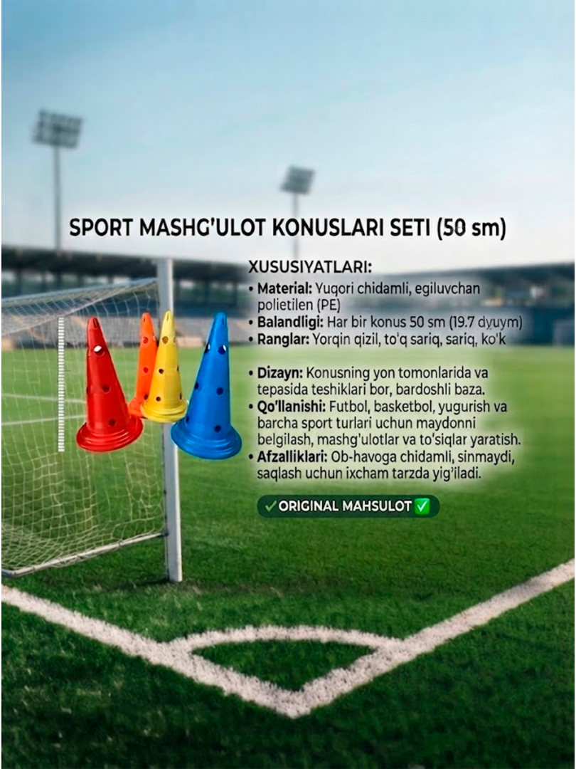 Sport Mashg'ulot Konusi – Professional Futbol va Fitness uchun (50 sm)  16884