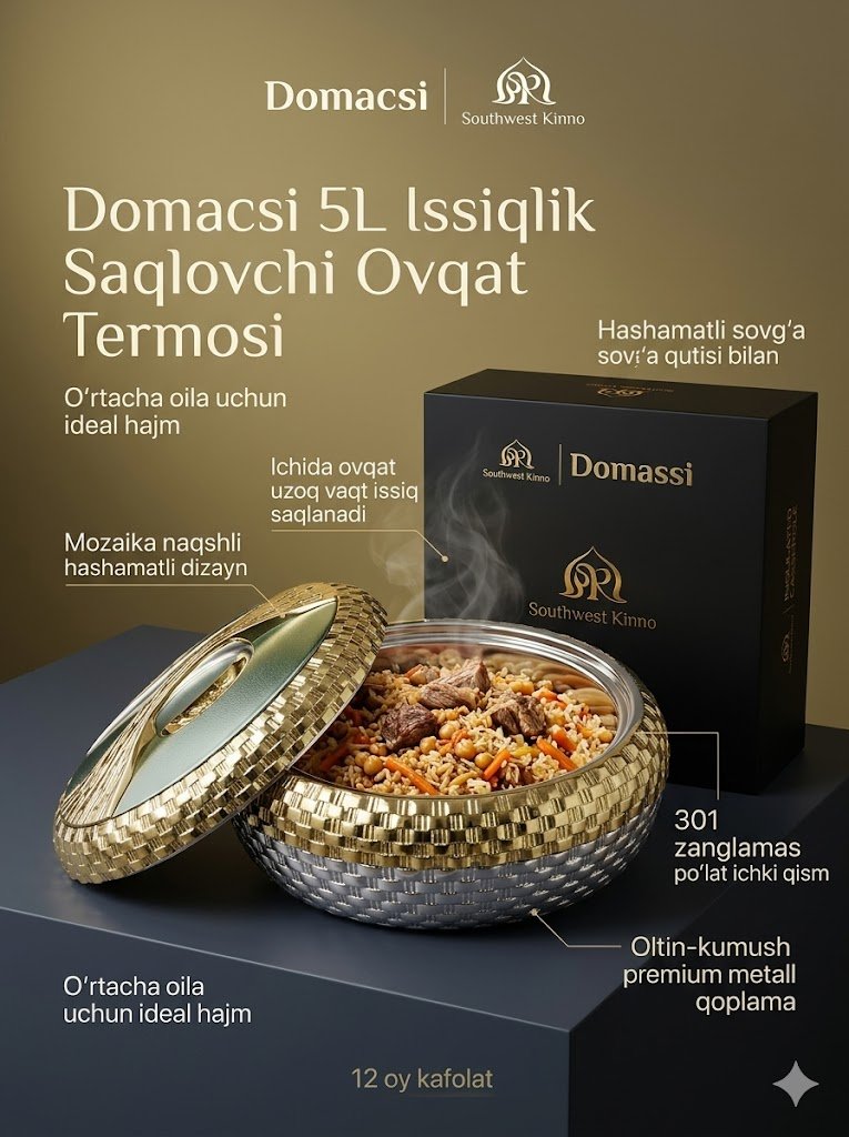 Domасsi — Insulated Casserole Ovqat Termos 5L | Model: DM4-205 c1q47d 14352