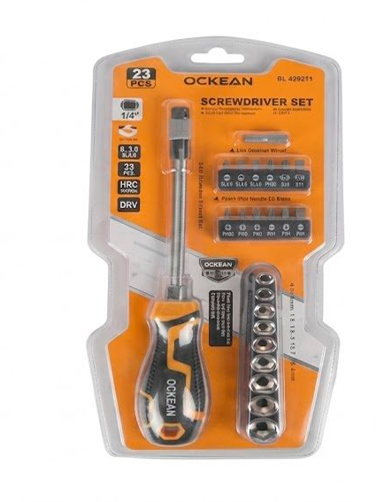OCKEAN Premium 23 qismli Universal Otvyortka va Golovkalar To‘plami  15011