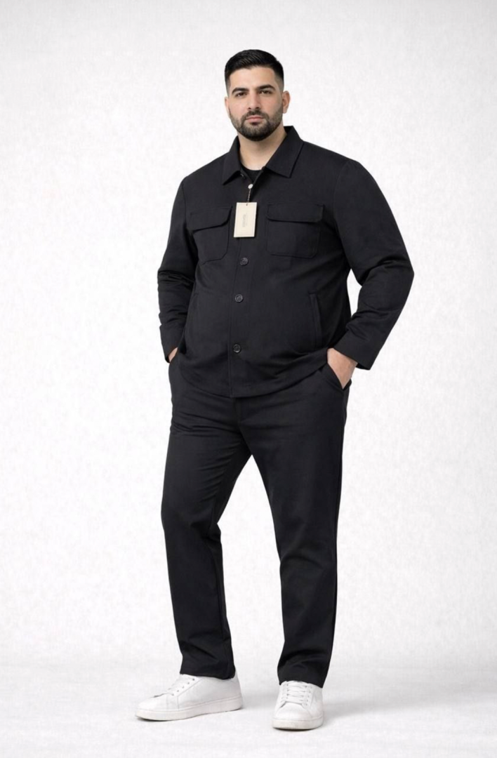 Katta o‘lchamli erkaklar uchun Pol Klassika Dvoyka Barlosso | Batal Kurtka va Shim To‘plami (Model Italiya, Razmer: 2XL–5XL)  18842   b.0q.2b.703d