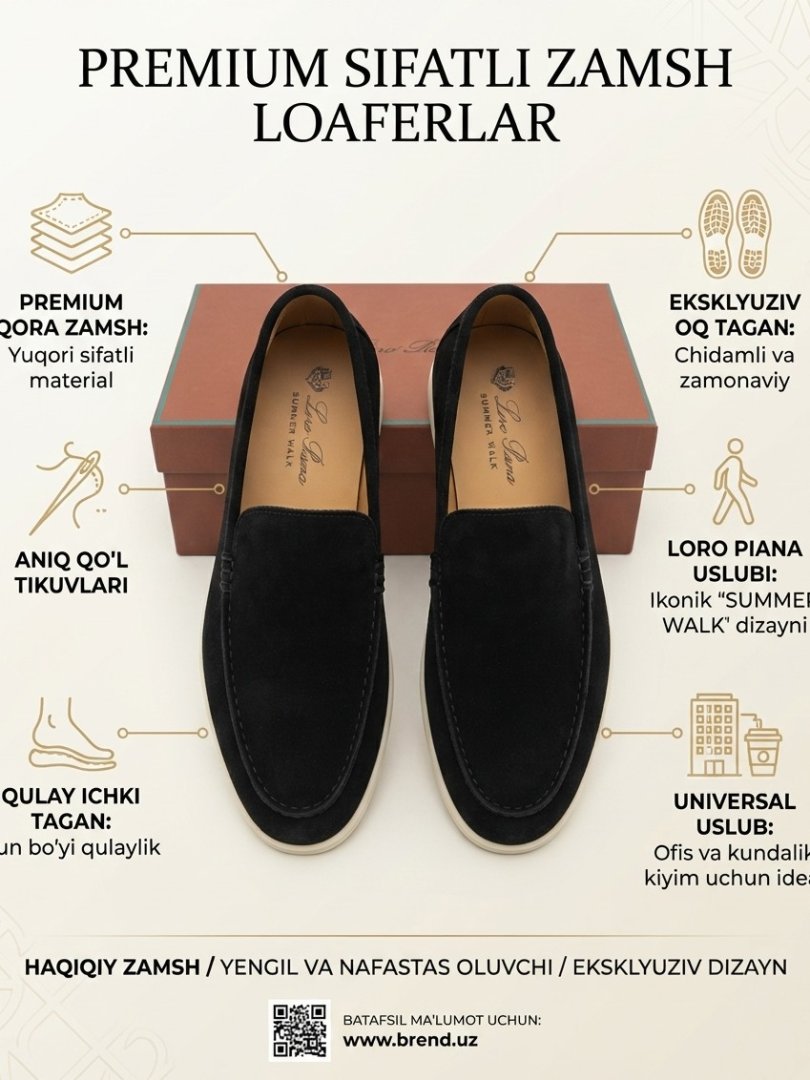 Erkaklar uchun Loro Piana premium zamsh va charm loferlar — Hashamatli uslub va yengillik  19634  b.0q.707d