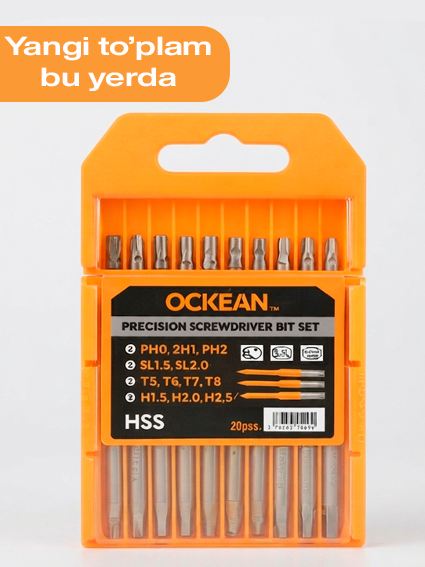 OCKEAN Precision Screwdriver Bit Set 4 – aniqlik va qulaylik uchun mo‘ljallangan tornavida uchlari to‘plami.  15701