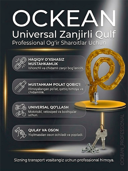 Professional Himoya Zanjiri (Po‘lat, Qoplangan, Heavy-Duty)  16079