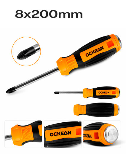 OCKEAN krestsimon tornavida 8x200 300092 – mustahkam va qulay qo‘l asbobi