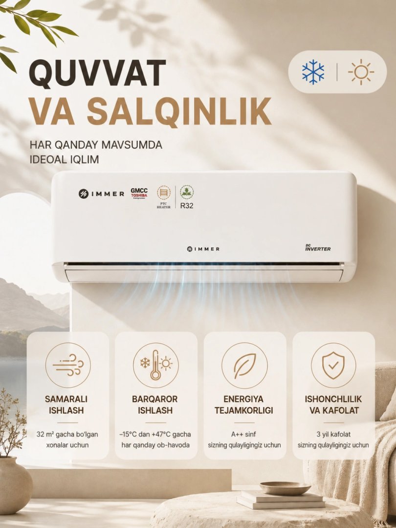 IMMER FRENZI 18 — kuchli 18K inverter konditsioner (katta xona uchun ideal) H79