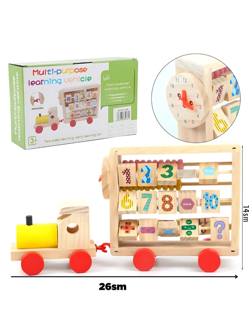 Bolalar uchun yog‘och "Multi-purpose learning vehicle" ta’limiy o‘quv poyezdi  14970