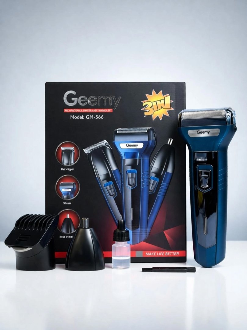 Geemy GM-566 3 in 1 trimmer va elektr soqol mashinasi al