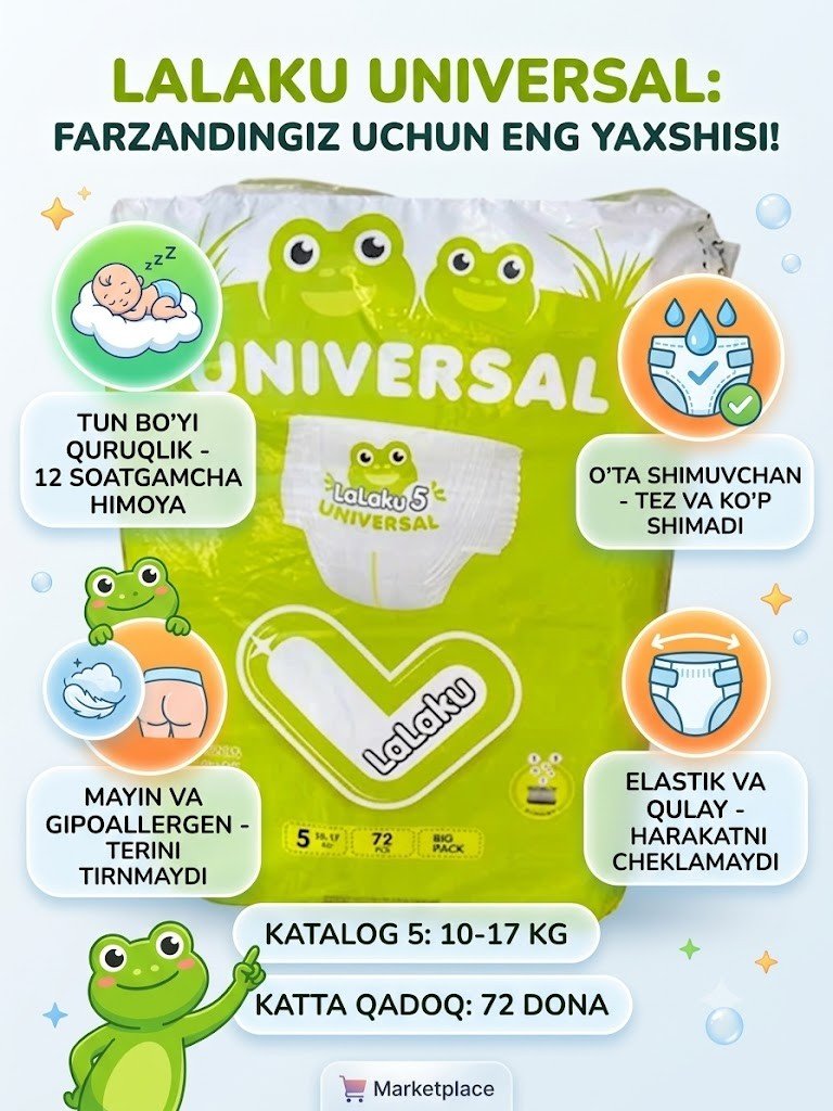 Lalaku Universal (3,4,5,6,7,8) chaqaloqlar uchun trusikli taglik