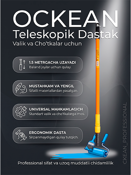 OCKEAN Teleskopik Dastak (1.5 m, Valik va Cho‘tkalar uchun)  16075