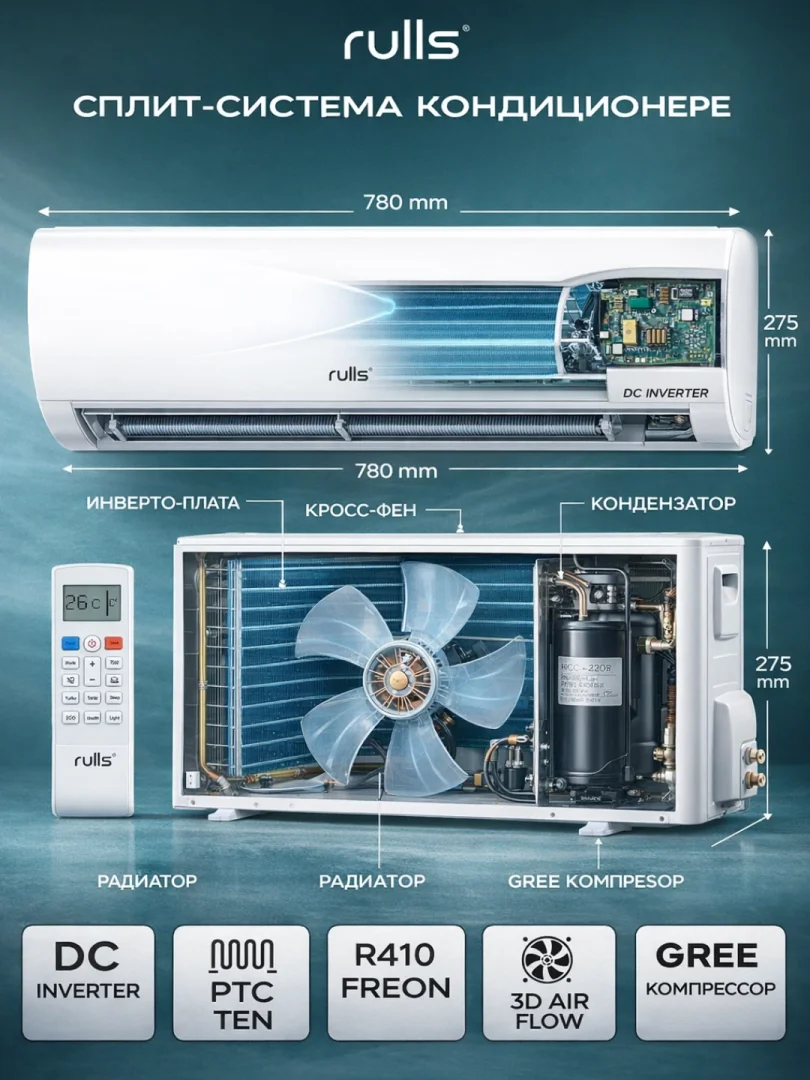 RULLS RUBY 18 — kuchli va zamonaviy inverter konditsioner H79
