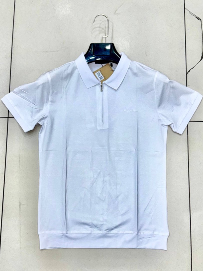 Massimo Dutti — Erkaklar uchun oq finka polo (Zamokli / Qisqa yengli futbolka)  19706  b.8q.158d