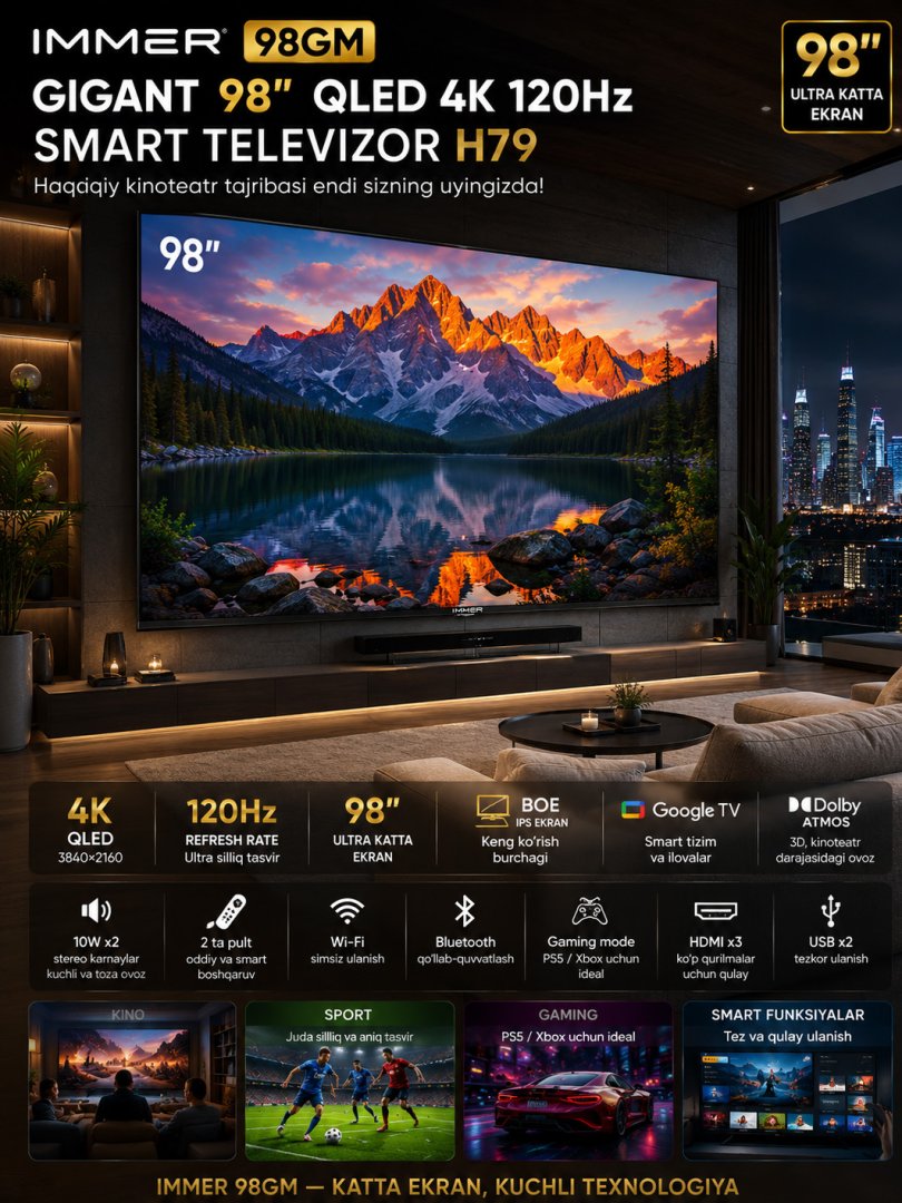 Immer 98GM — gigant 98" QLED 4K 120Hz Smart Televizor H79
