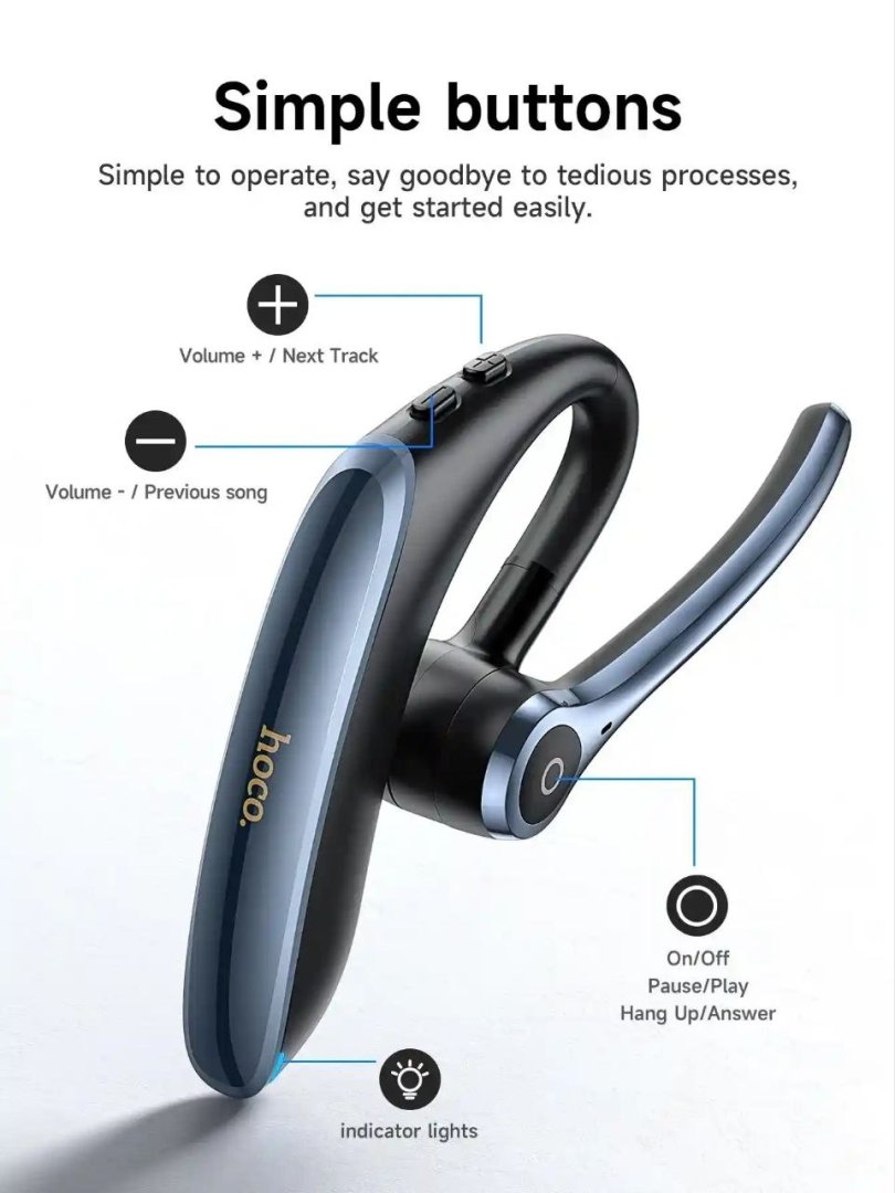 HOCO E90 Liya ENC Bluetooth Garnitura – Shovqinni kamaytiruvchi simsiz mono quloqchin sp
