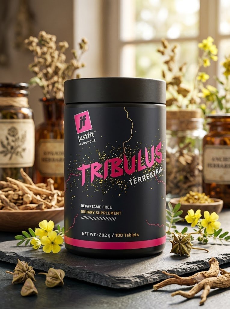 Justfit Hardcore Tribulus Terrestris — Erkaklar uchun testosteron buster va kuch-quvvat manbai, 100 tabletka (202 g)  18896