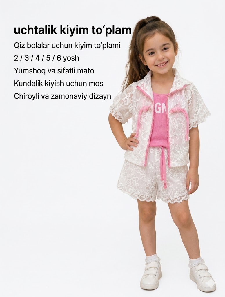 Bolalar uchun eksklyuziv yozgi kiyim to'plami b1q690d