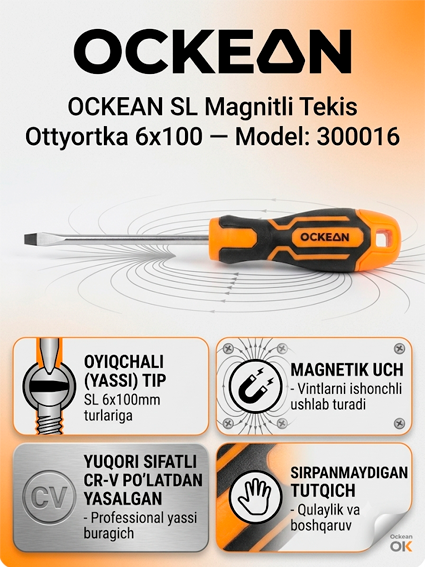 OCKEAN SL Magnitli Tekis Otvyortka  6x200 — Model: 300018  15044