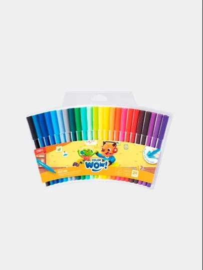 Deli COLORWOW! EC165-24 yuviladigan flomasterlar, 24 rang