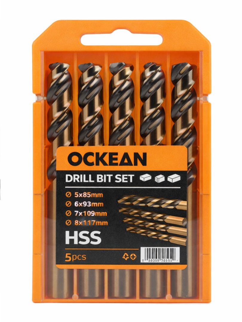 OCKEAN HSS Drill Bit Set 10 – yuqori tezlikdagi po‘lat burg‘ulash uchlari to‘plami 15692