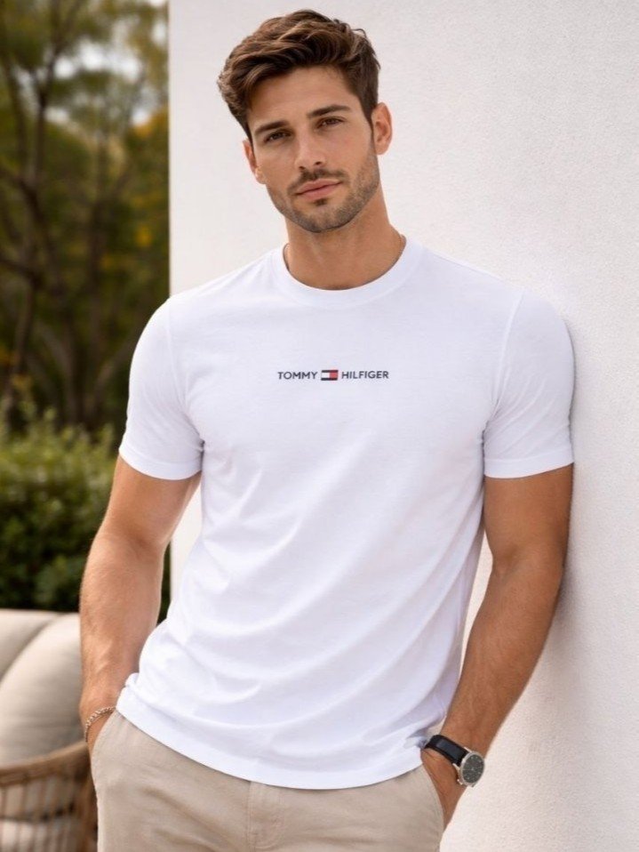 Tommy Hilfiger premium erkaklar futbolkasi, klassik uslubda (1XL, 2XL, 3X  L), paxtali. b.8q.158d  17308