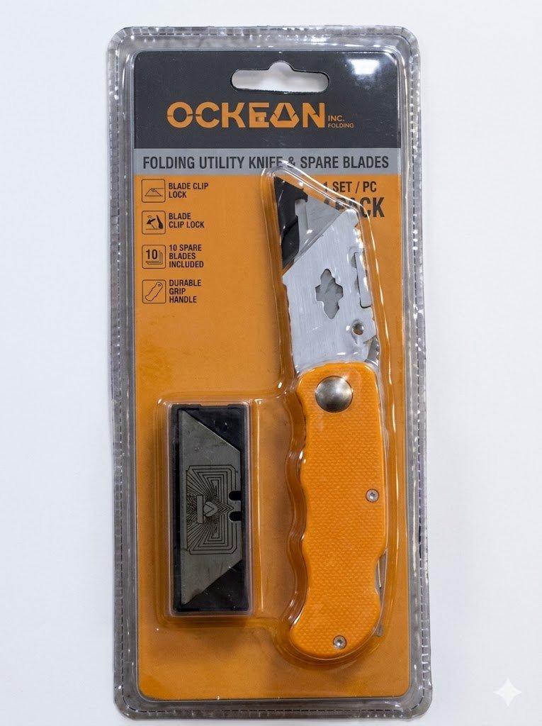 OCKEAN Yig‘ma Montaj Pichog‘i (Utility Knife) + 10 ta Zaxira Tig‘  16027