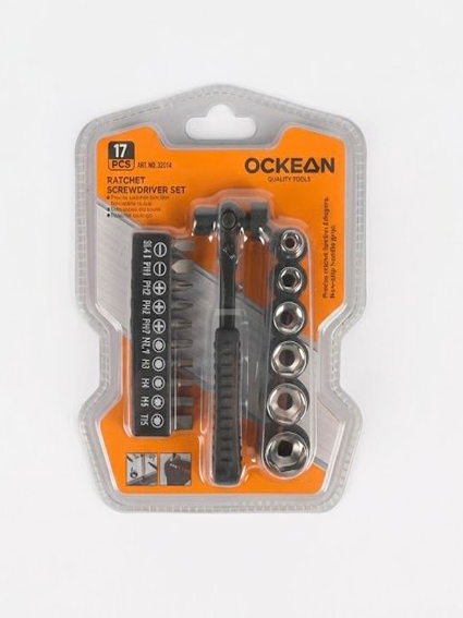 OCKEAN Premium 17 qismli Universal Treщotkali Otvyortka va Golovkalar To‘plam  15009i