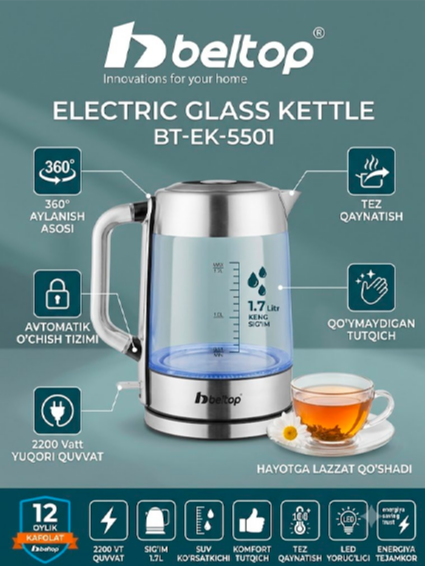 Beltop BT-EK-5501 shisha elektr choynagi, 2200 Vt, 1.7 litr  17116